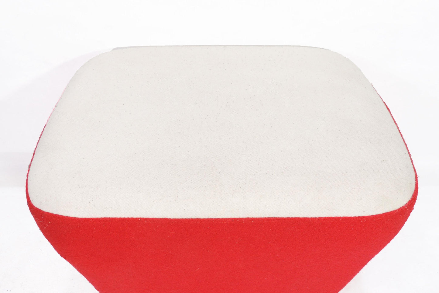 Vintage Postmodern Stool Red White Ottoman Chair
