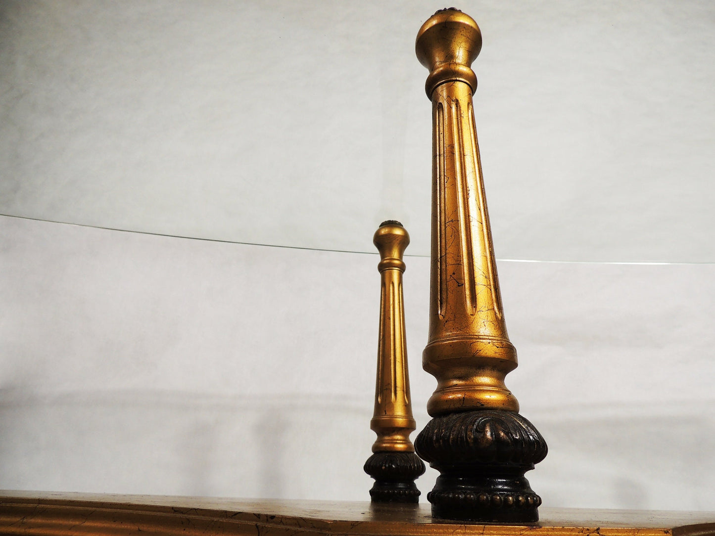 Vintage Hollywood Regency Gold Wood w Glass Top Coffee Table