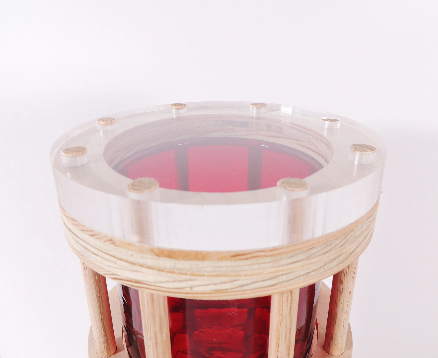 Unique Space Age-style Table Light 'Power Cell Red' Lucite Glass Futuristic Lamp