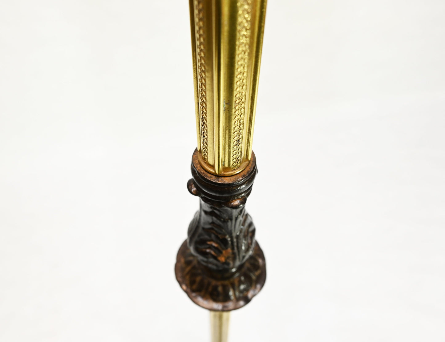 Vintage Deco Era Brass Accented Cast Iron Victorian Style Floor Lamp