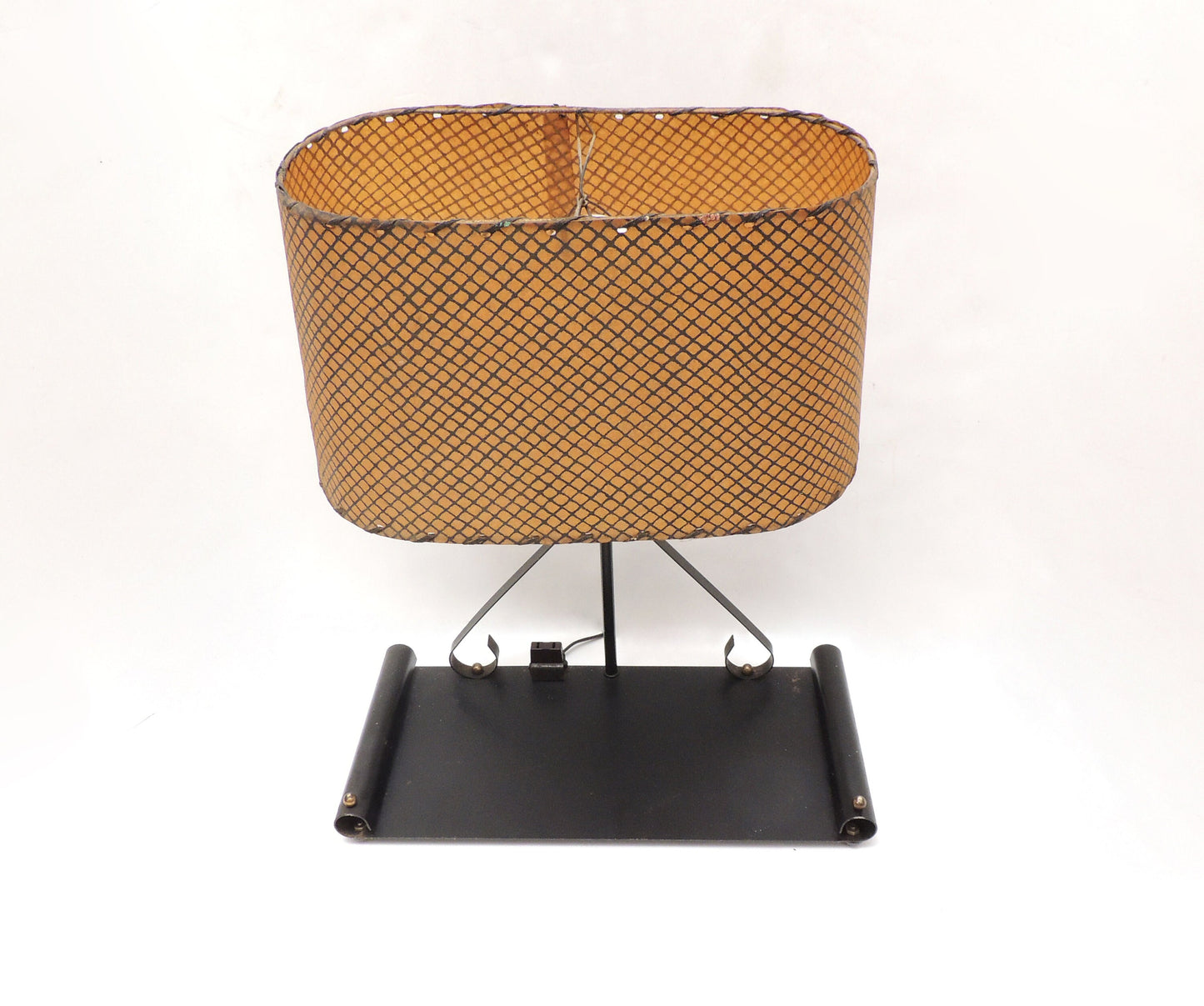 Mid-Century Modernist Era Black Metal Stationary Night Light Table Lamp Organizer