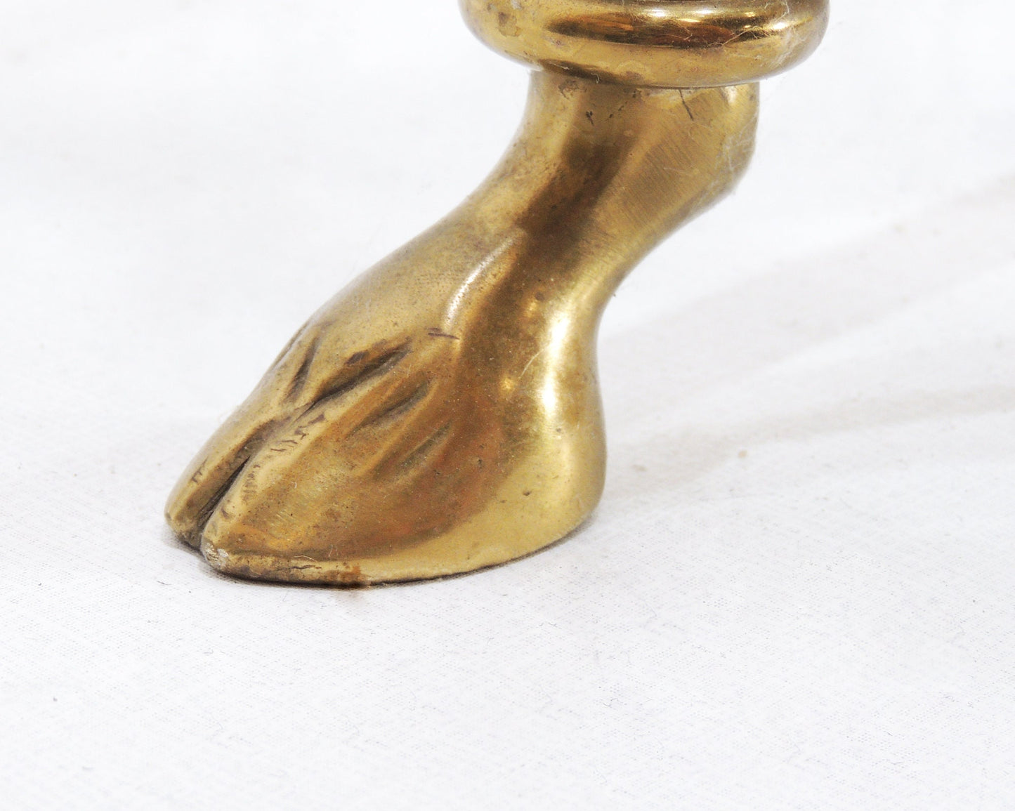 Vintage Half Moon Glass Top Brass Metal Claw hoofed Feet Console Table