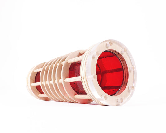 Unique Space Age-style Table Light 'Power Cell Red' Lucite Glass Futuristic Lamp