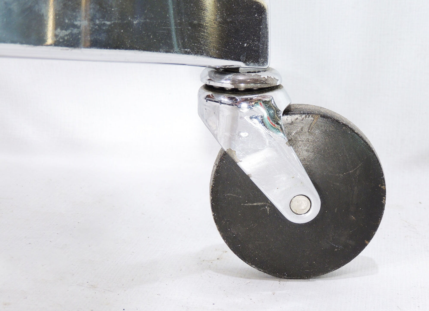 Vintage Steelcase Blue Cloth Metal Swivel Rolling Drafting Stool