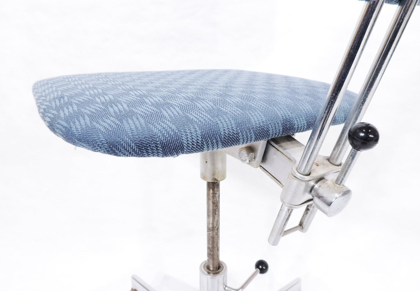 Modernist Era Stendig Finland Blue Cloth Height Adjustable Swivel Rolling Desk Chair