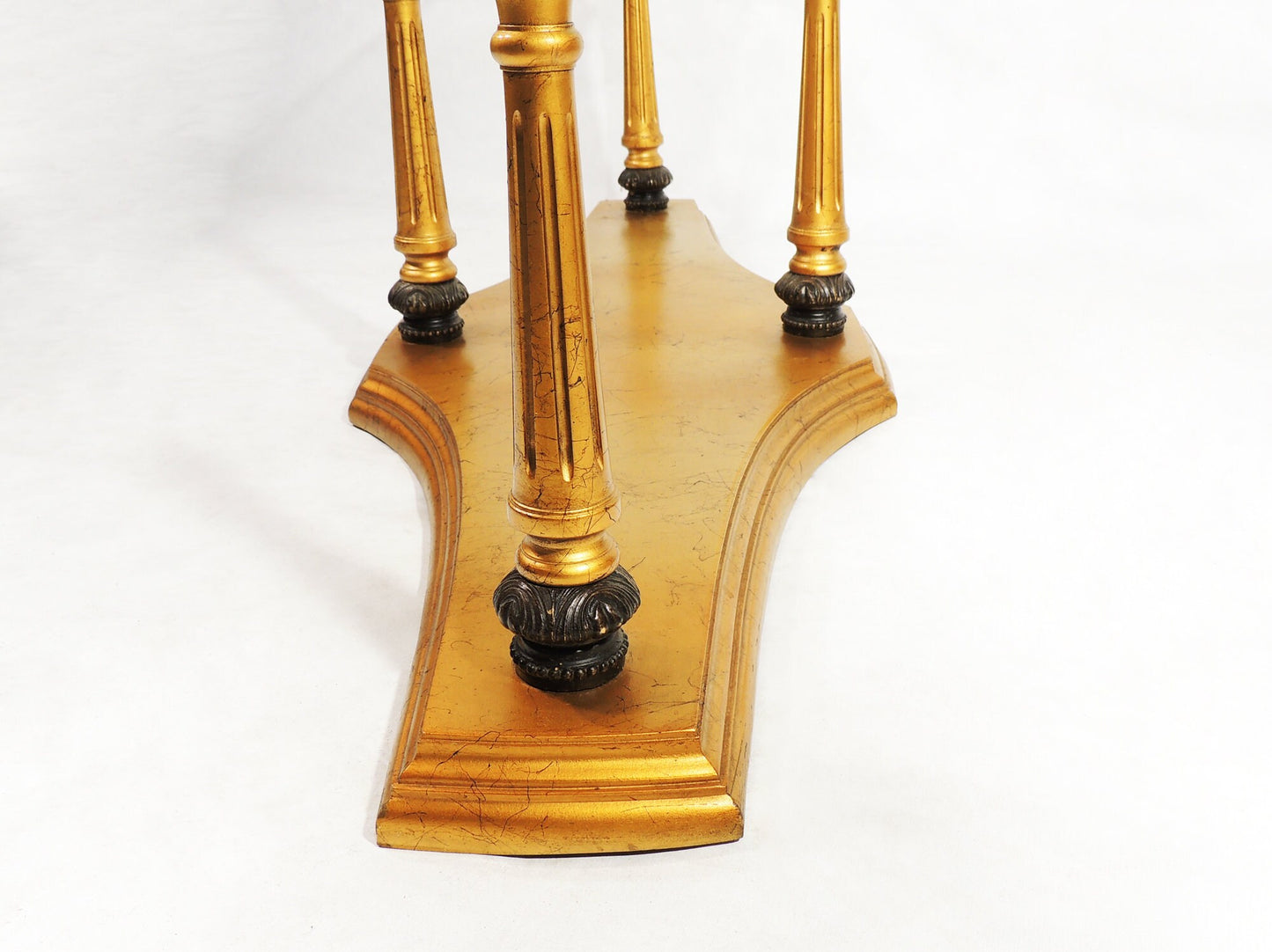 Vintage Hollywood Regency Gold Wood w Glass Top Coffee Table