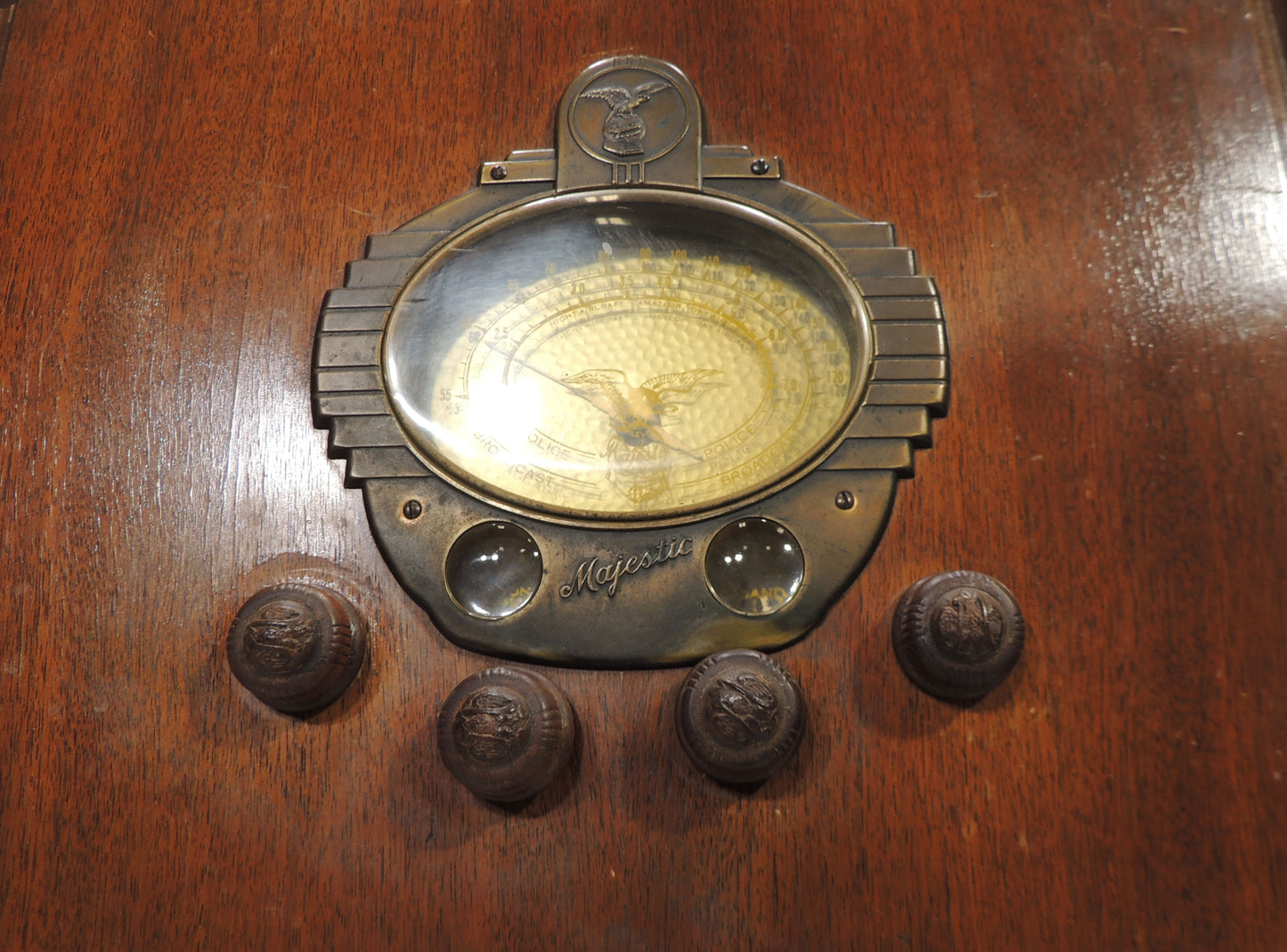 Vintage Collectible Large Art Deco Floor Wooden case Majestic Radio
