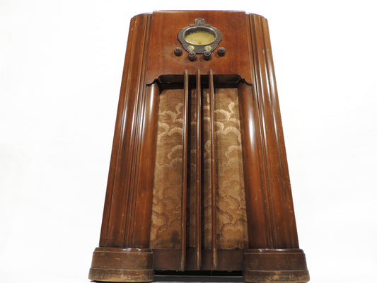 Vintage Collectible Large Art Deco Floor Wooden case Majestic Radio