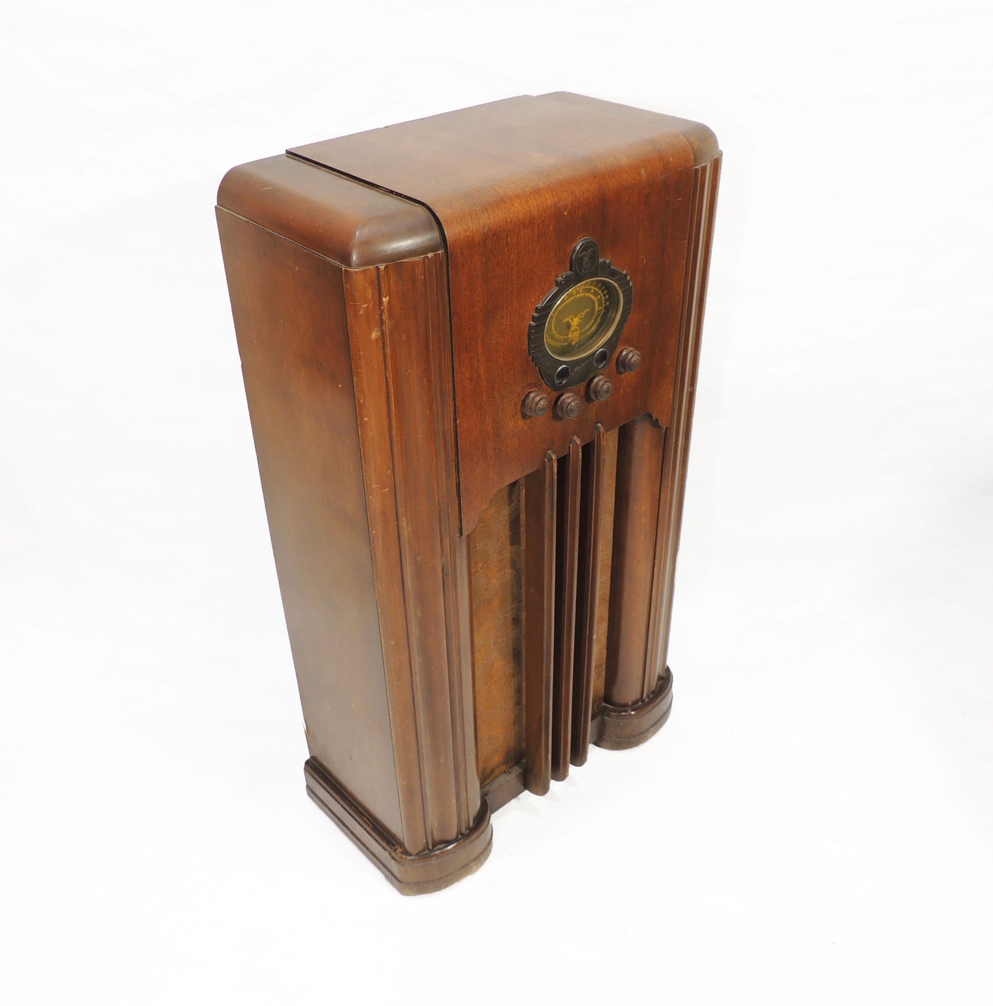 Vintage Collectible Large Art Deco Floor Wooden case Majestic Radio