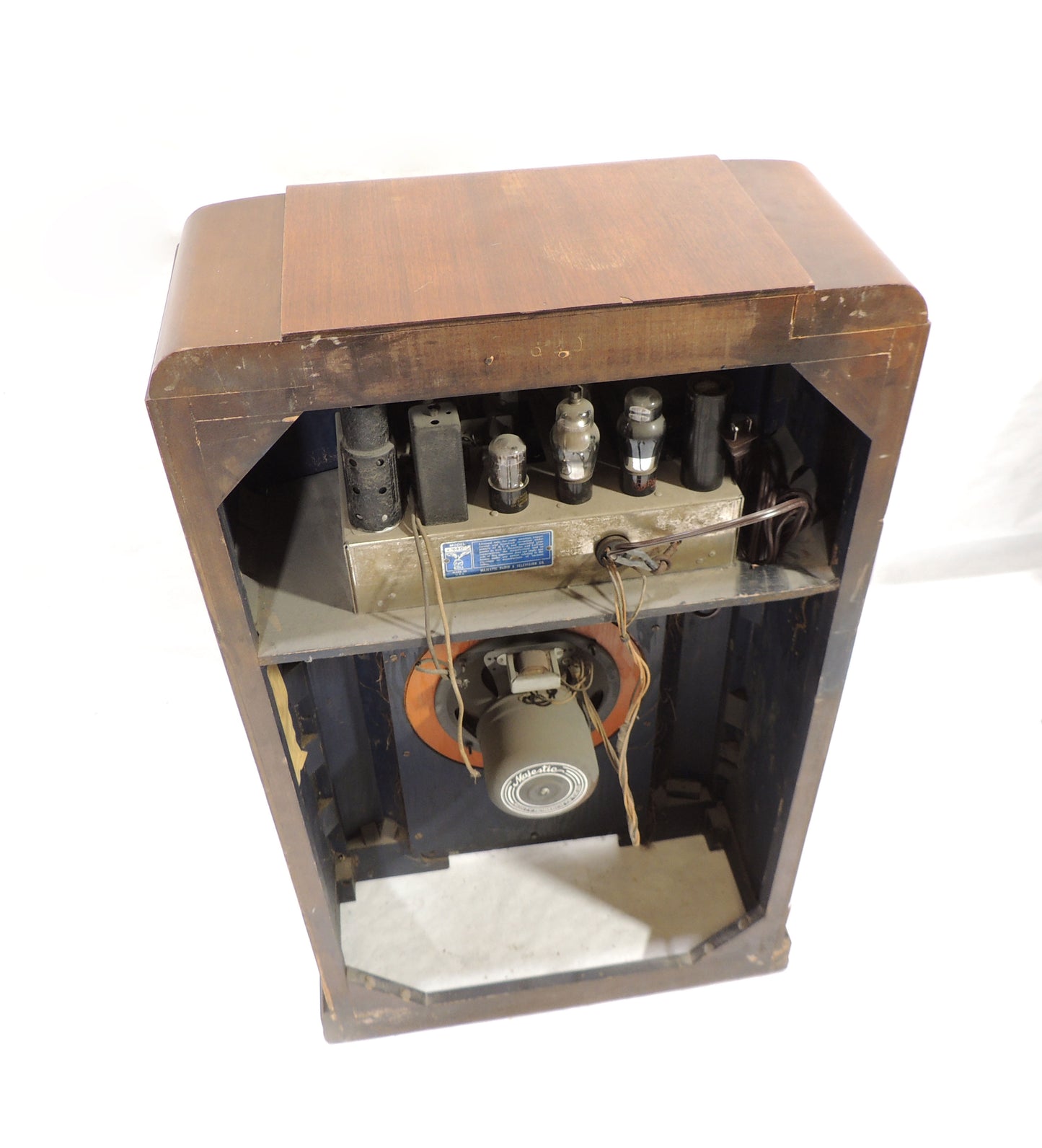 Vintage Collectible Large Art Deco Floor Wooden case Majestic Radio