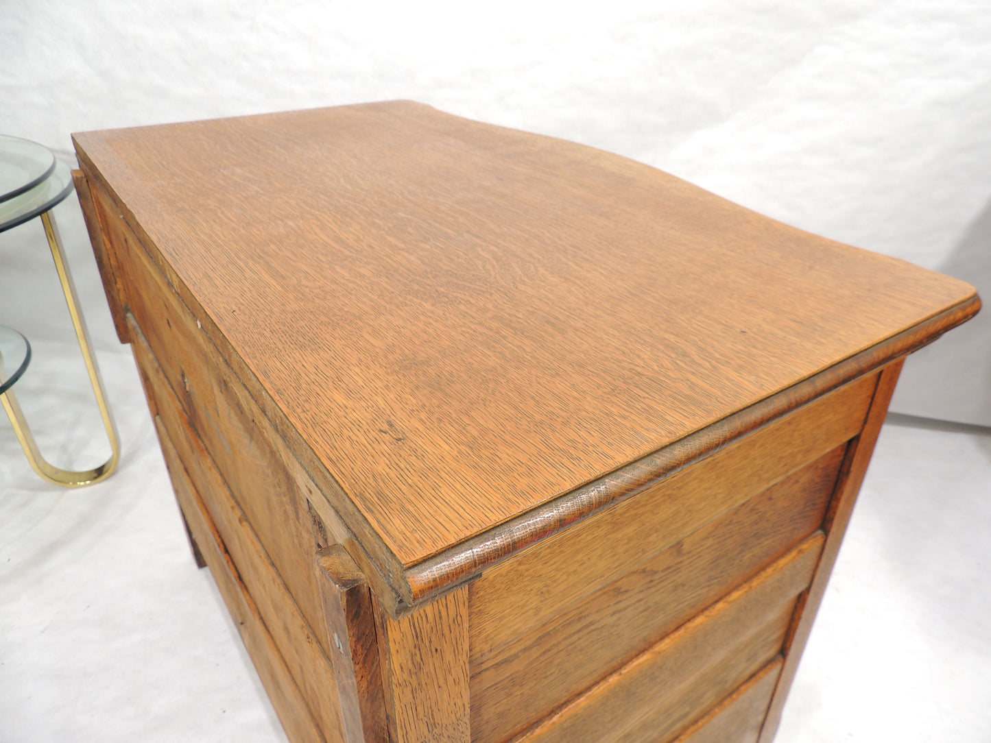 Rustic Antique Oak Finish Side Server Cabinet w Drawers and Door