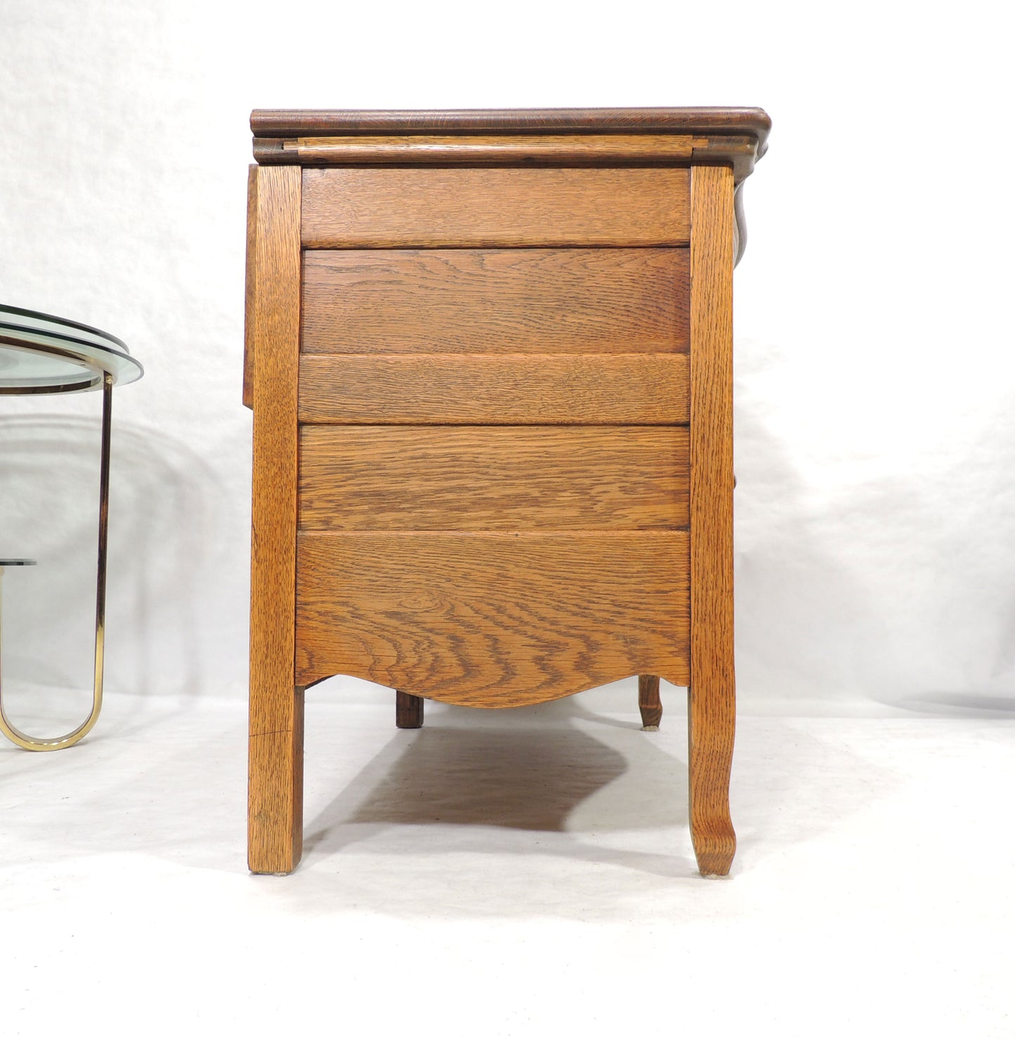 Rustic Antique Oak Finish Side Server Cabinet w Drawers and Door