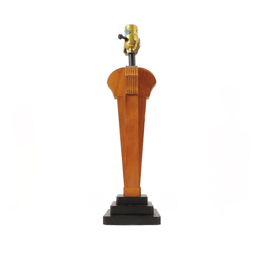Vintage Art Deco-style Wood Table Lamp