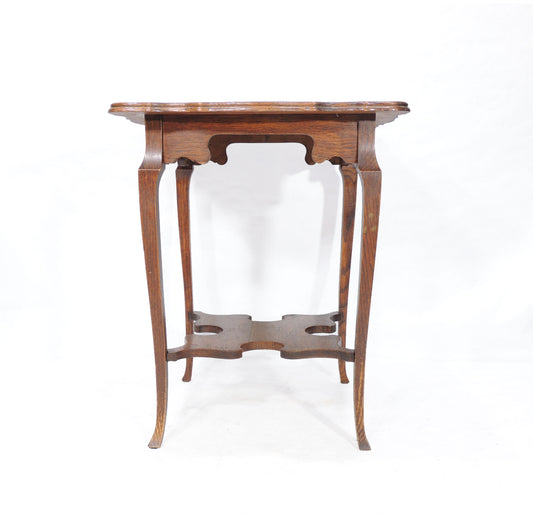 Antique Rustic Victorian-Style Wood Shelved Occasional Side Table