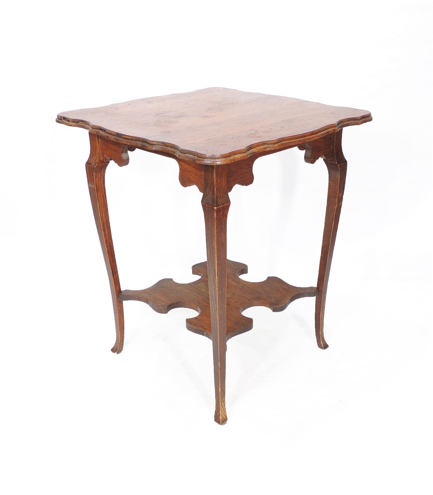 Antique Rustic Victorian-Style Wood Shelved Occasional Side Table