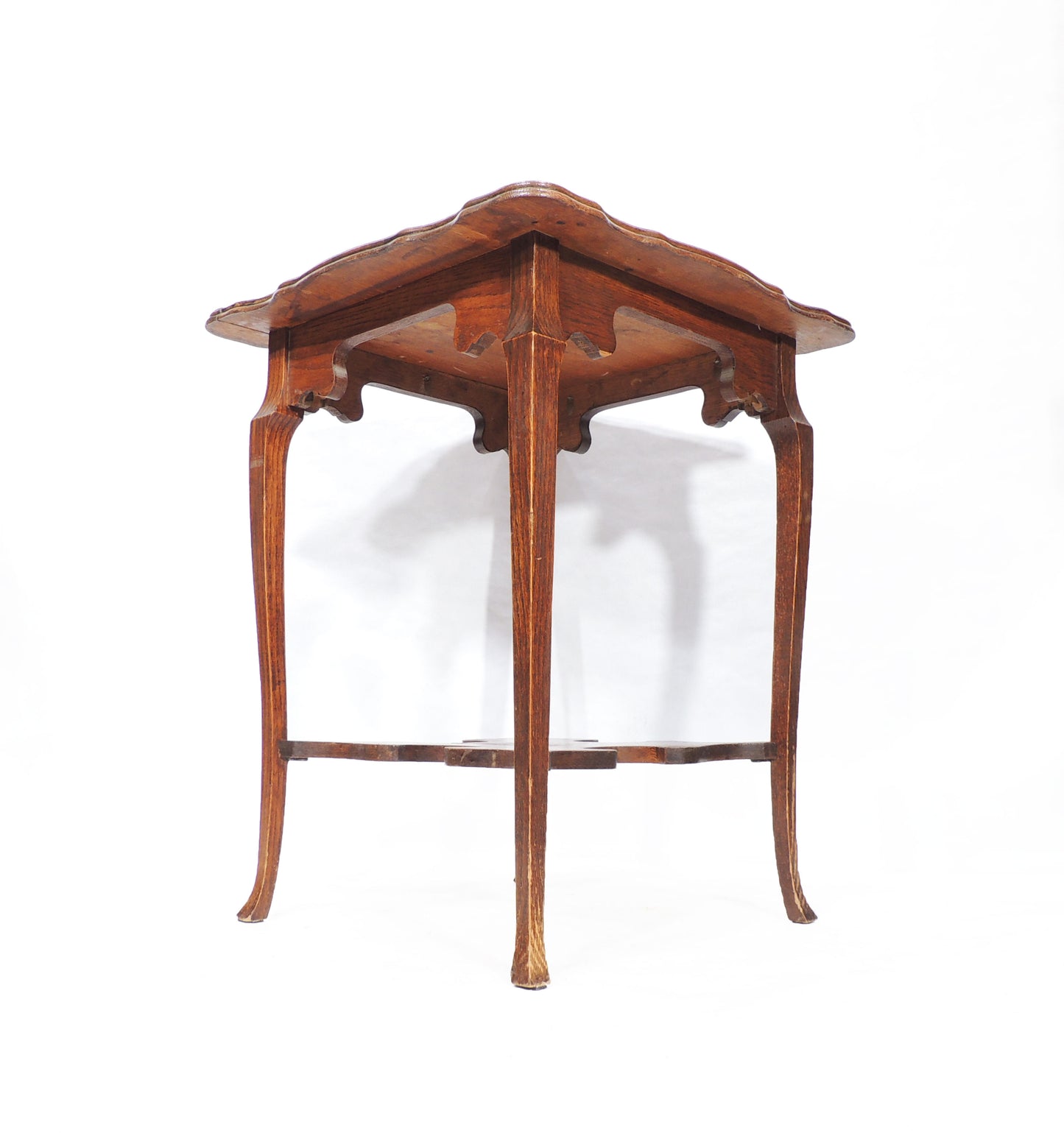 Antique Rustic Victorian-Style Wood Shelved Occasional Side Table