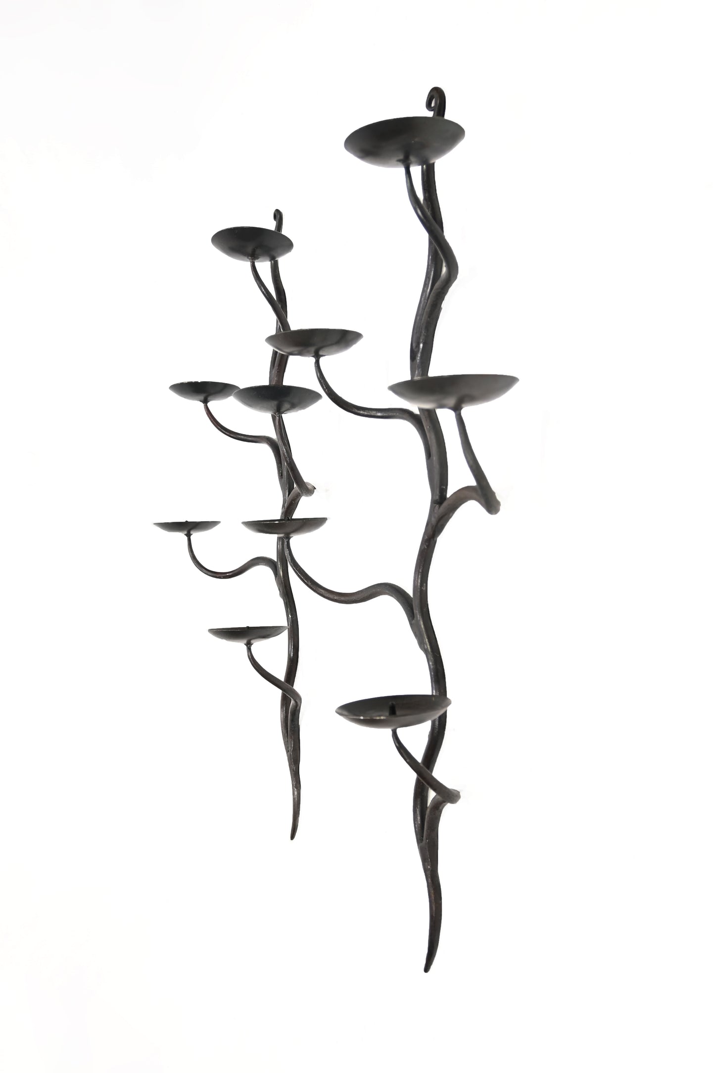 Pair Wrought Iron Vines Wall Candle Holder Sconces