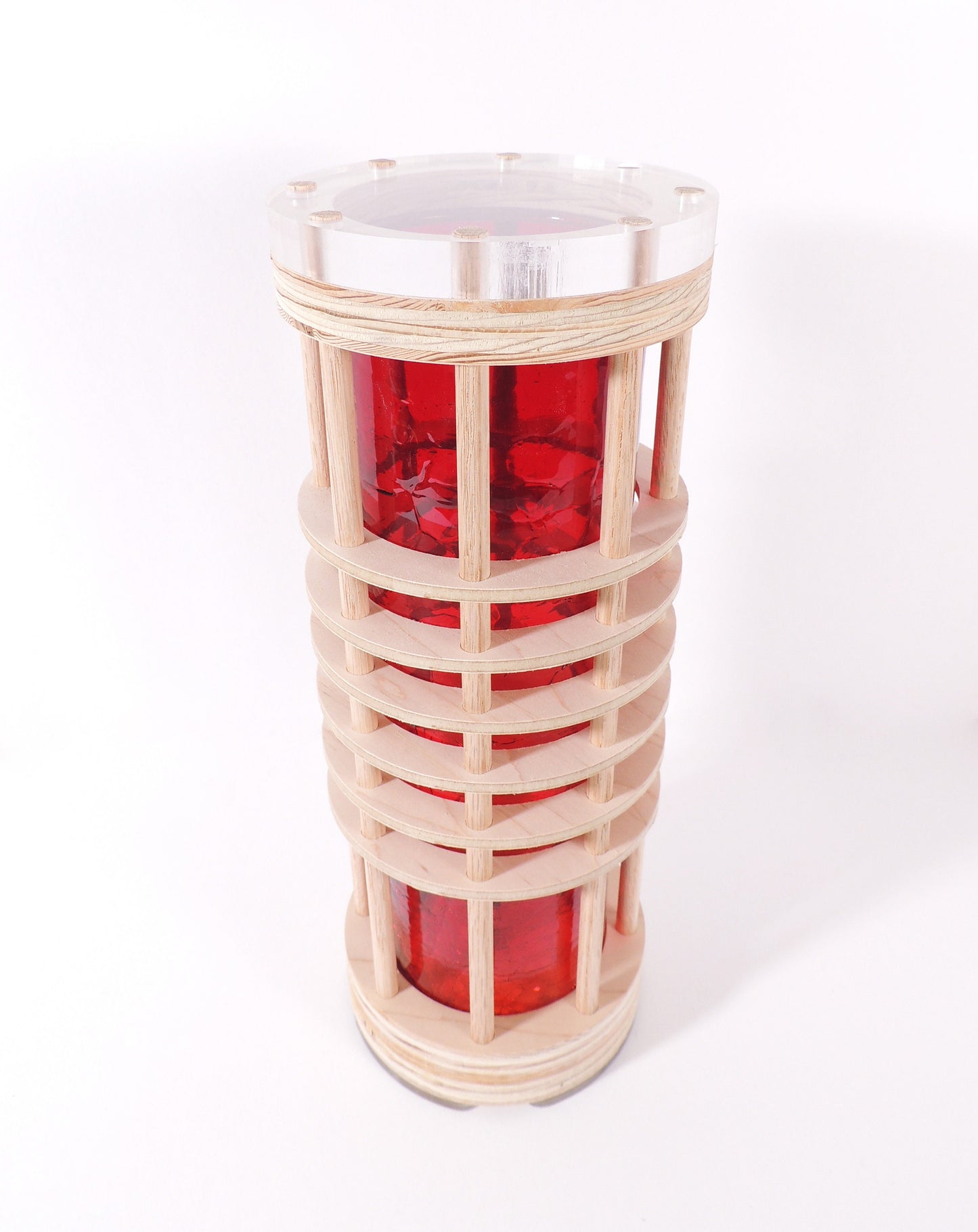 Unique Space Age-style Table Light 'Power Cell Red' Lucite Glass Futuristic Lamp