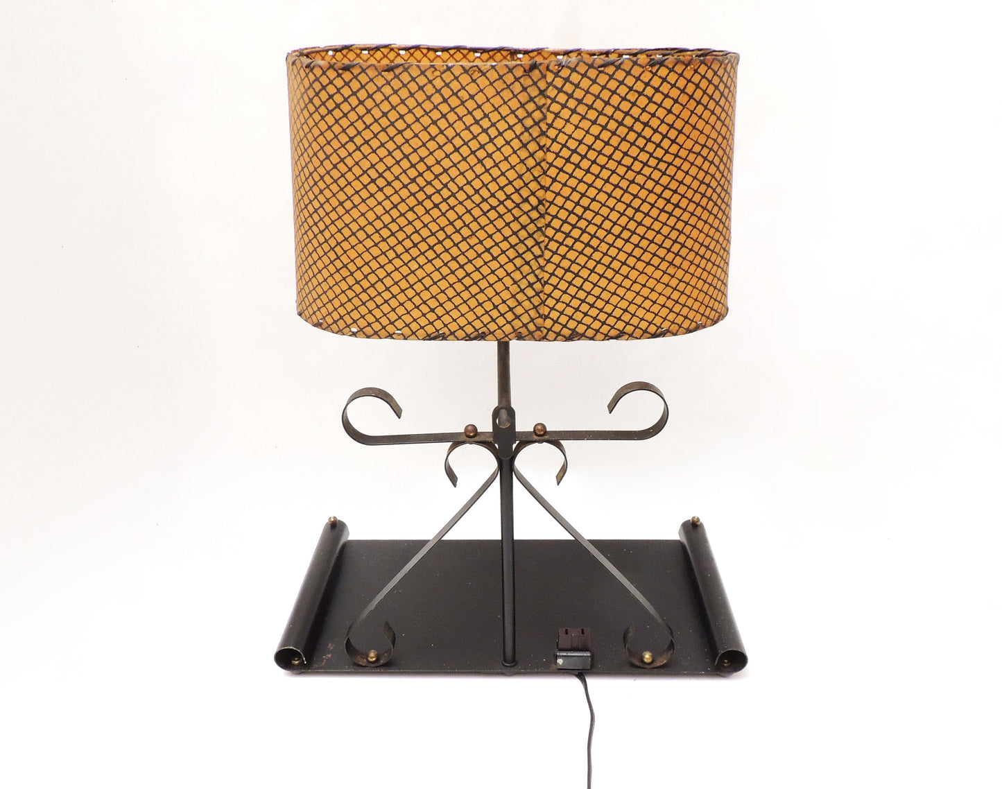 Mid-Century Modernist Era Black Metal Stationary Night Light Table Lamp Organizer