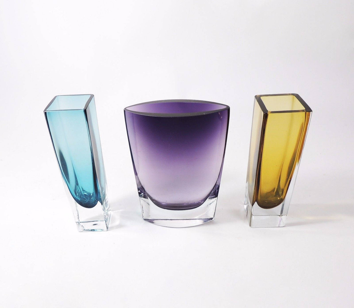 Vintage MCM era Murano Amber Hand Blown Glass Sommerso Vase