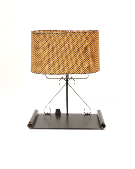 Mid-Century Modernist Era Black Metal Stationary Night Light Table Lamp Organizer