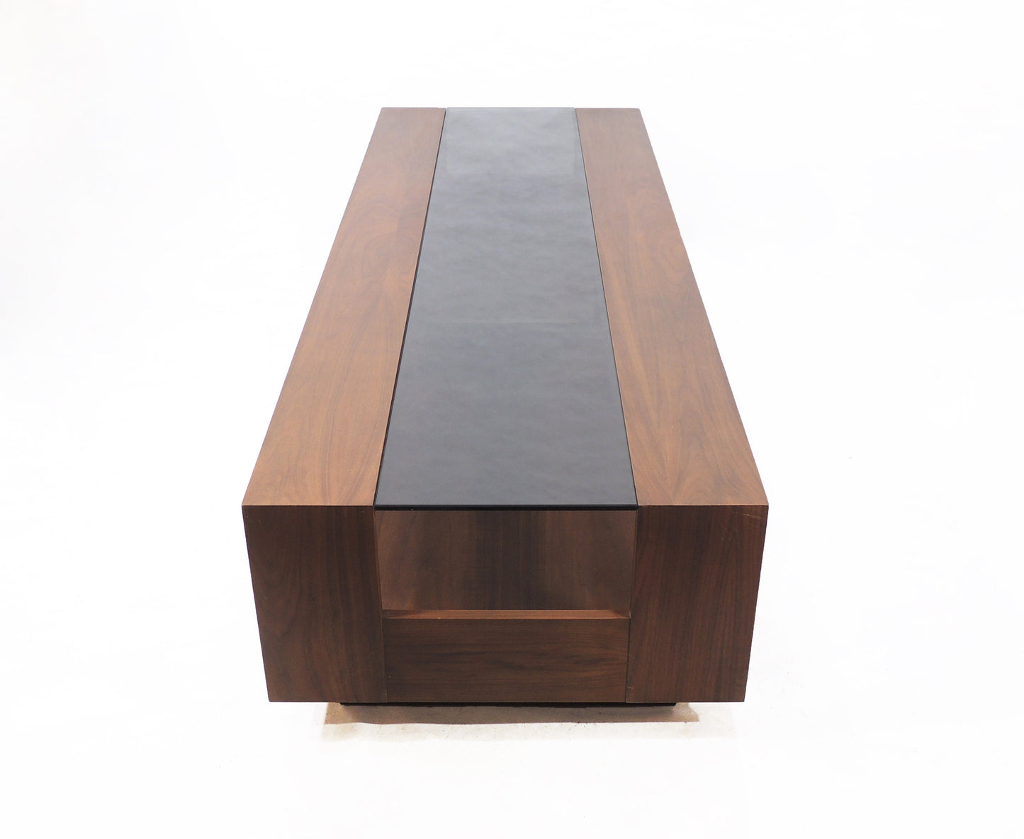 Vintage Large Modernist Brown Saltman Coffee Smoked Glass Cocktail Table 66" long