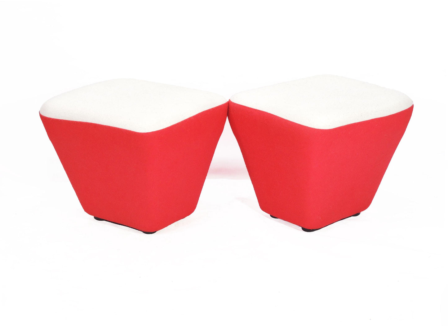 Vintage Postmodern Stool Red White Ottoman Chair