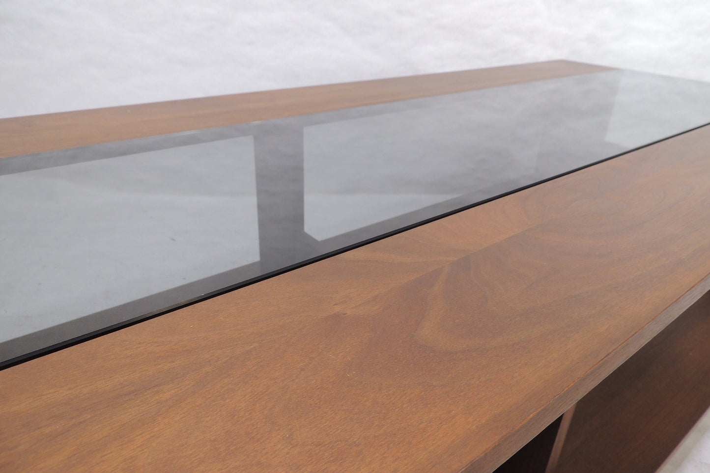 Vintage Large Modernist Brown Saltman Coffee Smoked Glass Cocktail Table 66" long