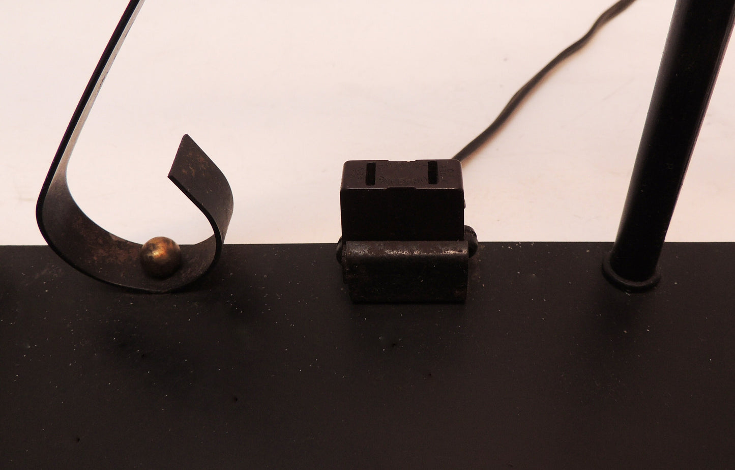 Mid-Century Modernist Era Black Metal Stationary Night Light Table Lamp Organizer