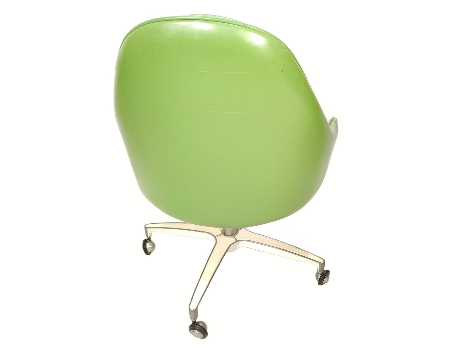 Vintage MCM Era Swivel Green Vinyl Metal Rolling Chair