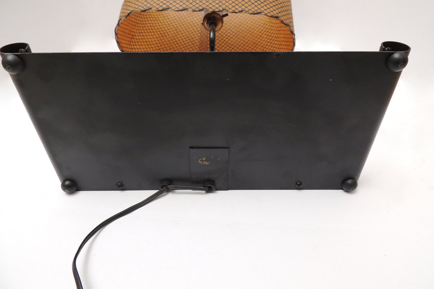 Mid-Century Modernist Era Black Metal Stationary Night Light Table Lamp Organizer