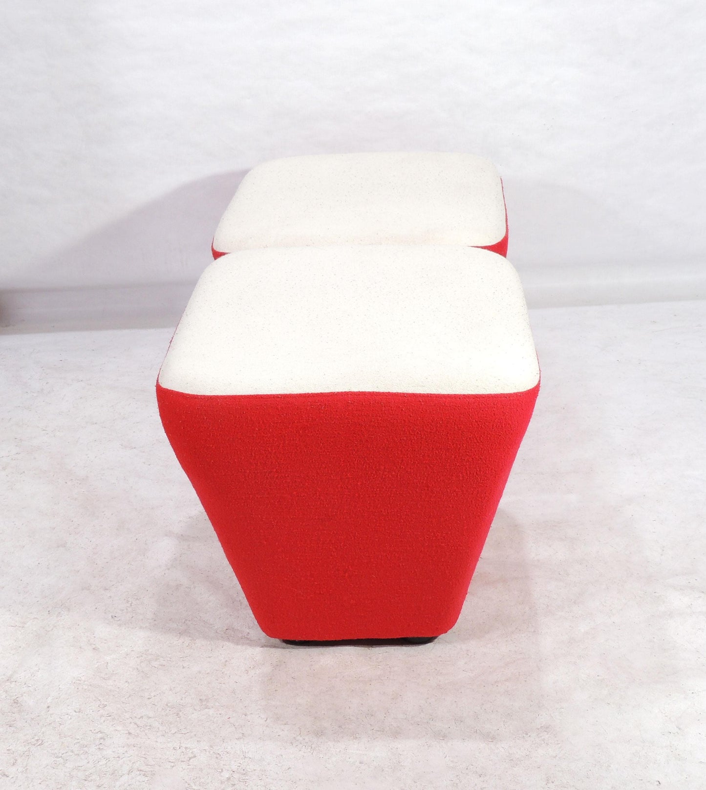 Vintage Postmodern Stool Red White Ottoman Chair