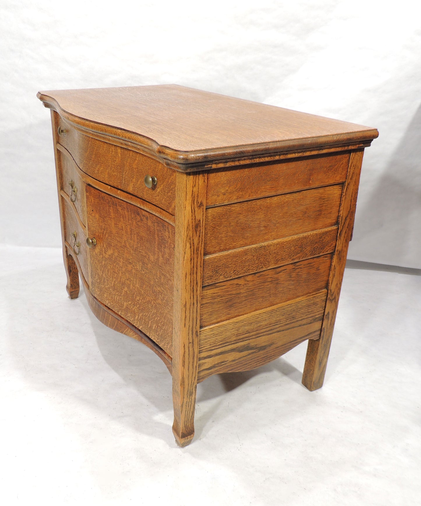 Rustic Antique Oak Finish Side Server Cabinet w Drawers and Door