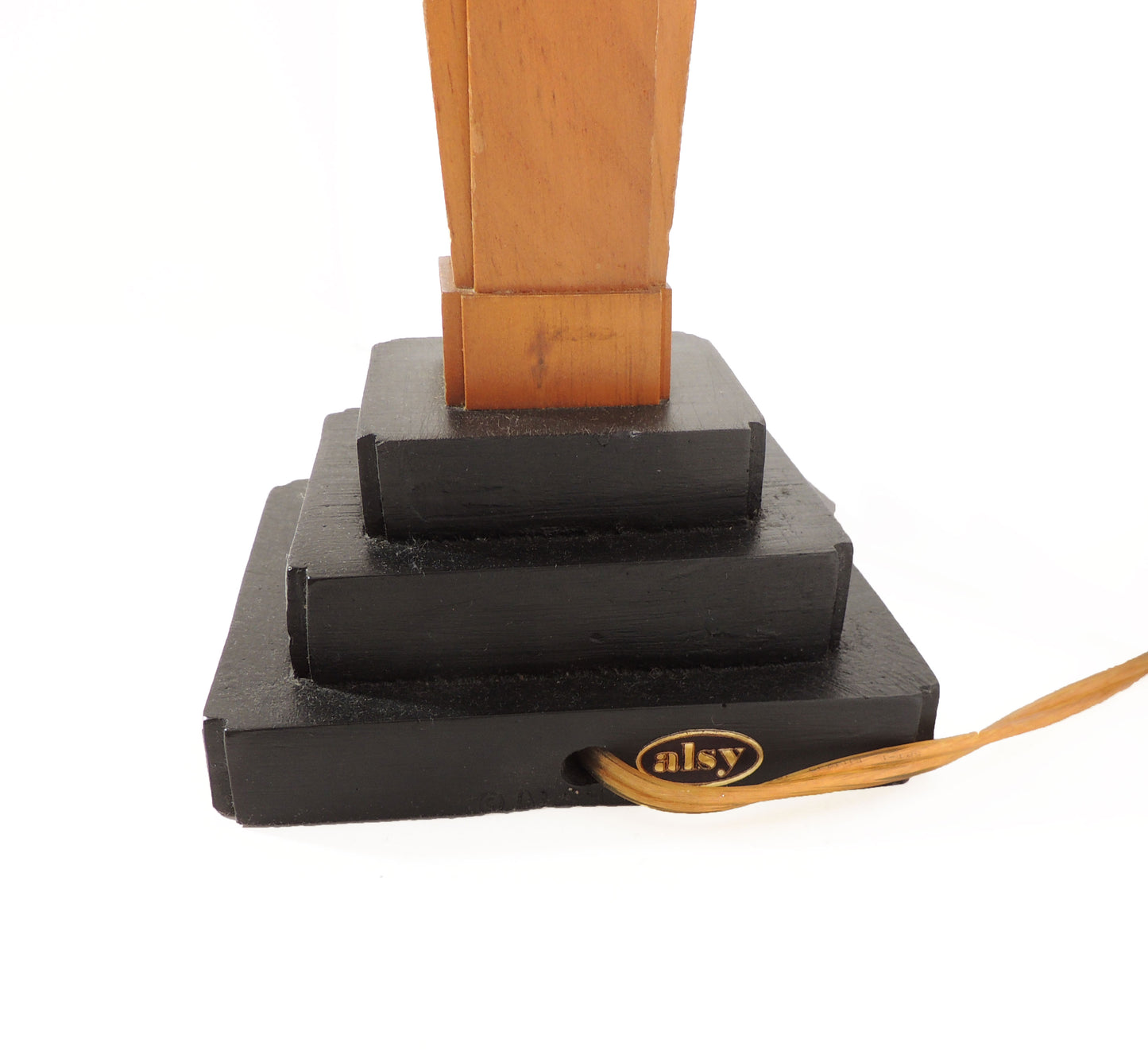 Vintage Art Deco-style Wood Table Lamp