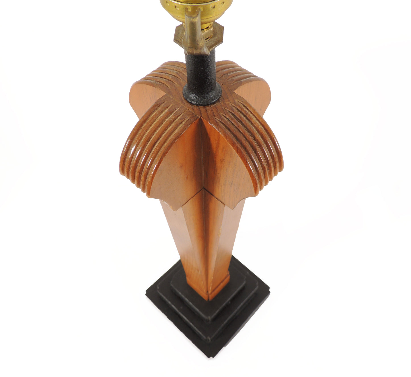 Vintage Art Deco-style Wood Table Lamp