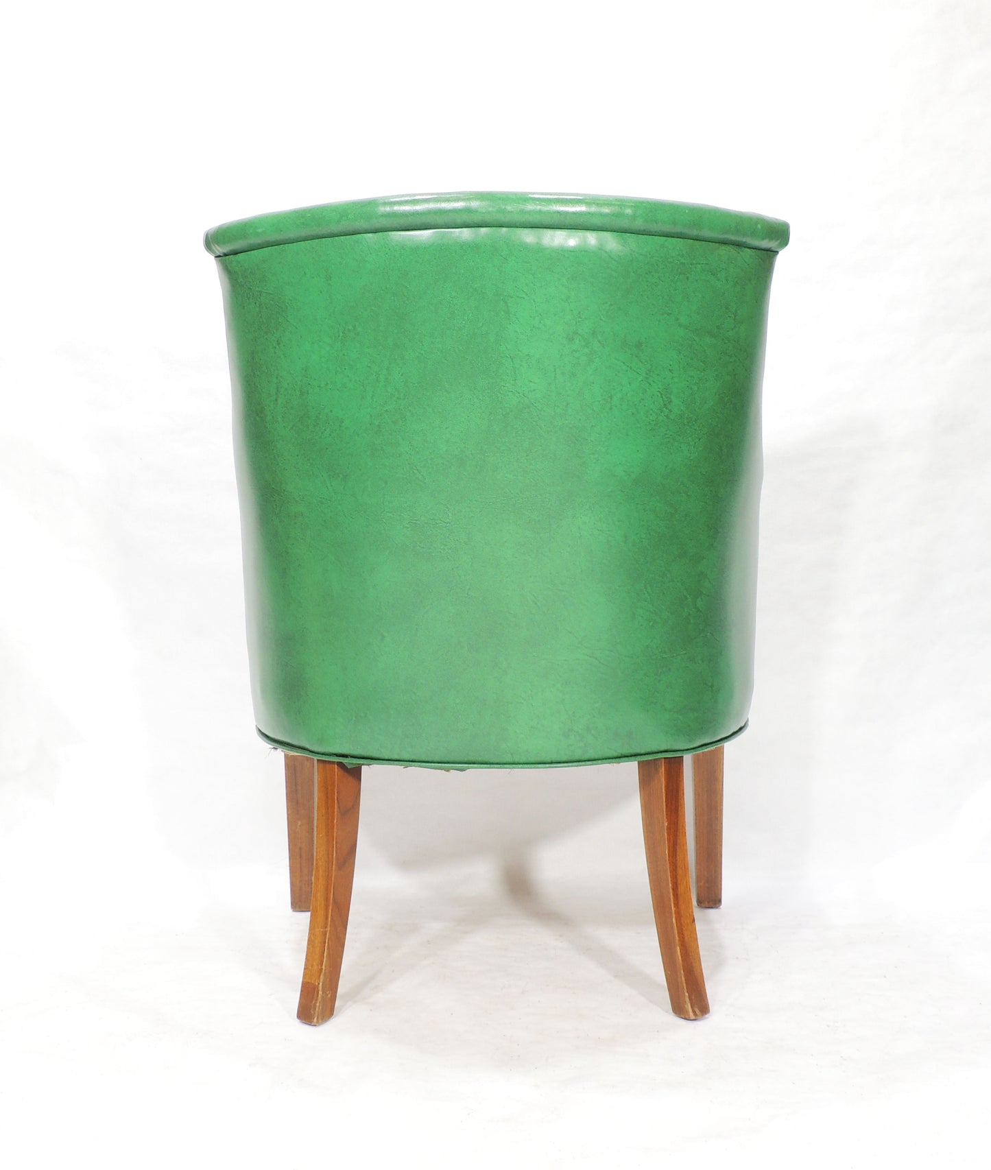 Vintage Green Vinyl Accent Armchair Solid wood Frame