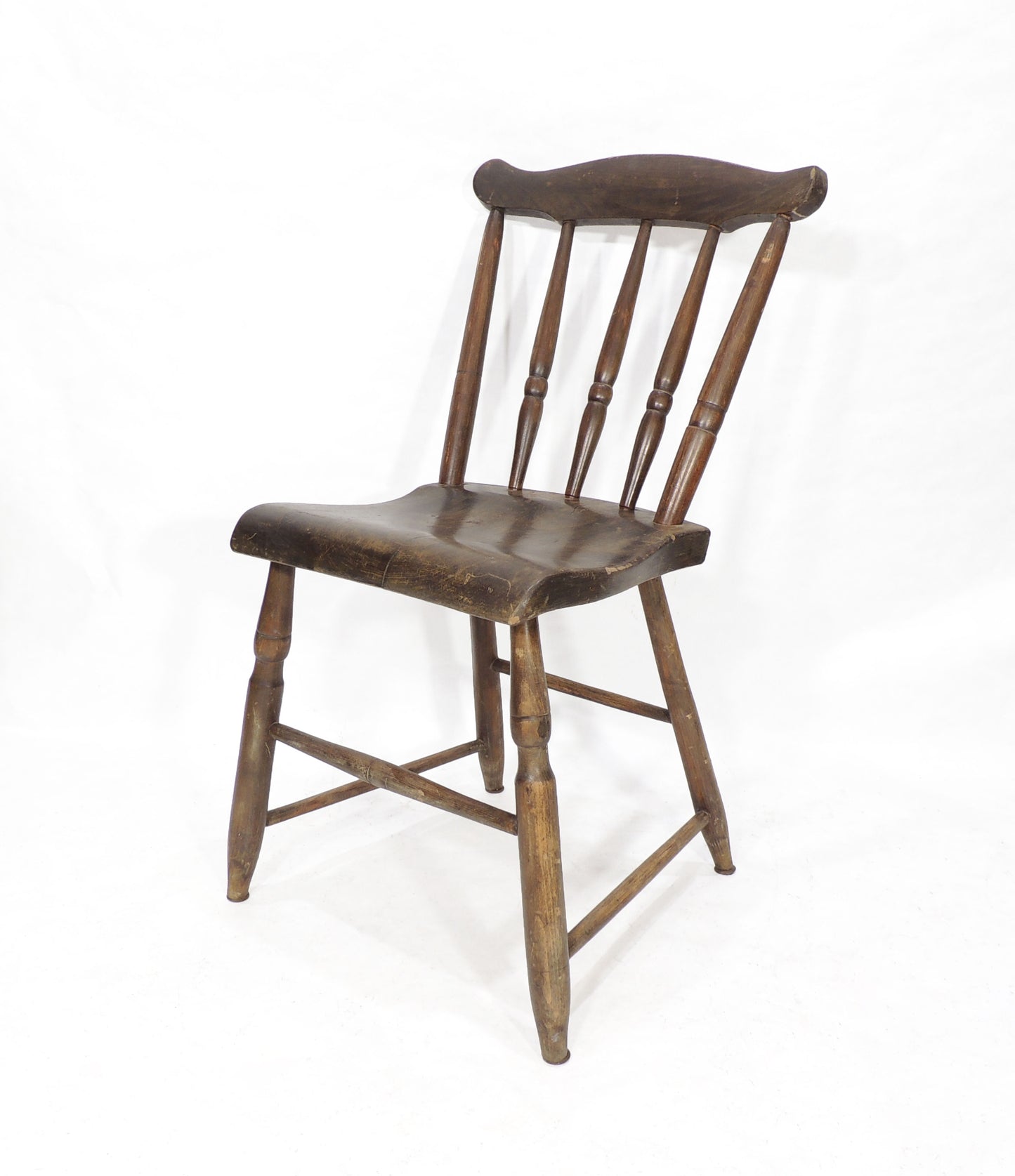 Vintage Wood Farm Country Rustic Folk Side Chair