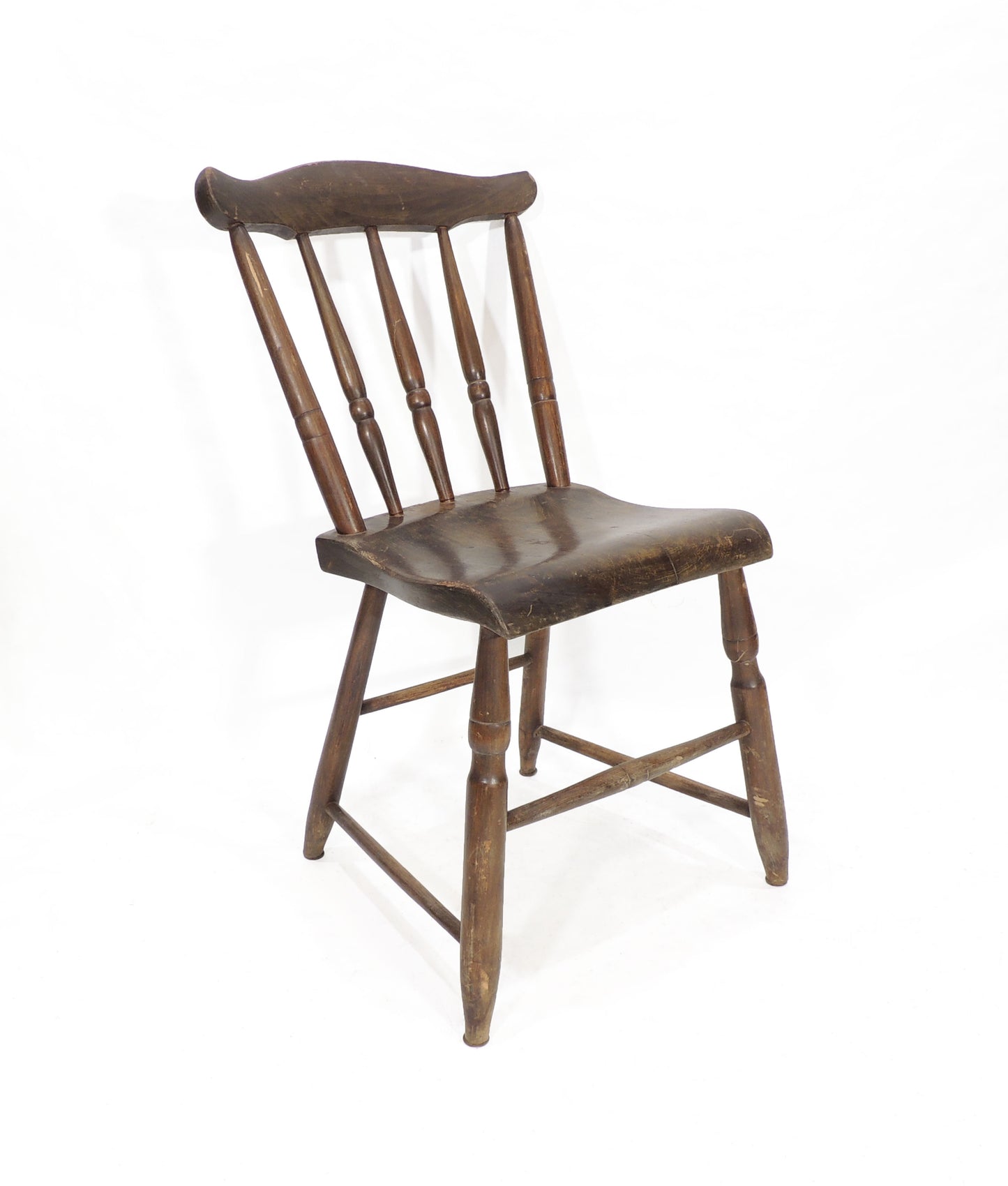 Vintage Wood Farm Country Rustic Folk Side Chair