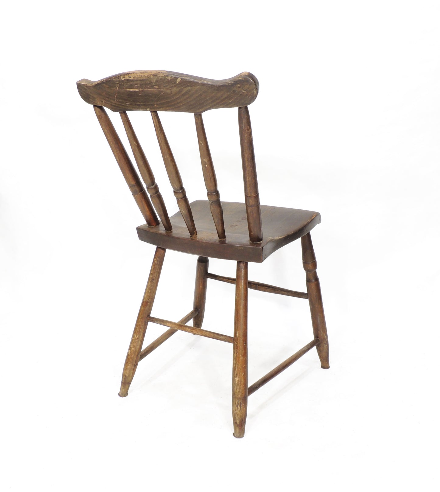 Vintage Wood Farm Country Rustic Folk Side Chair
