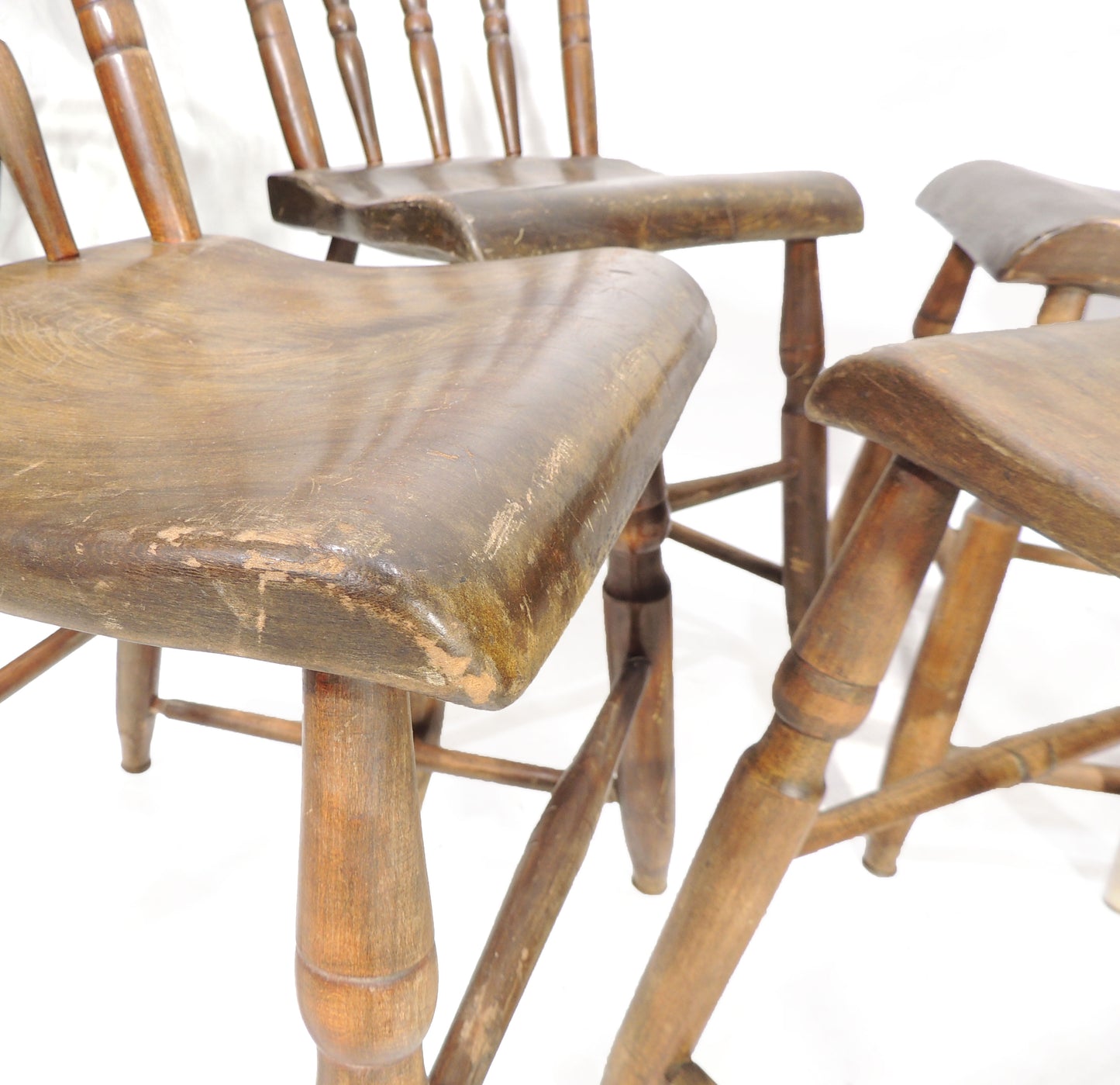 Vintage Wood Farm Country Rustic Folk Side Chair