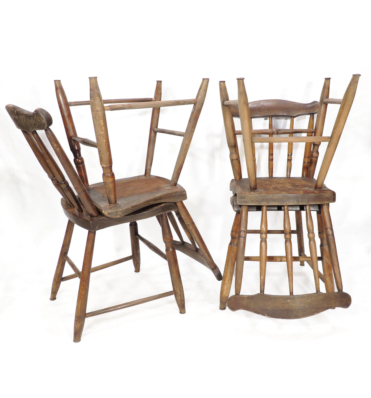 Vintage Wood Farm Country Rustic Folk Side Chair