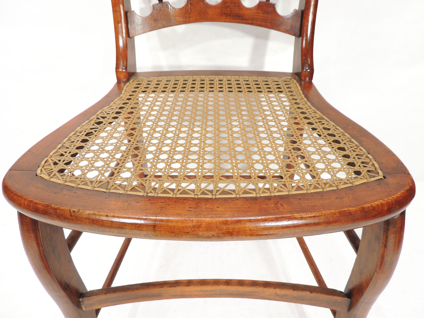 Vintage Antique Rustic Caned Seat Wood Side Chair