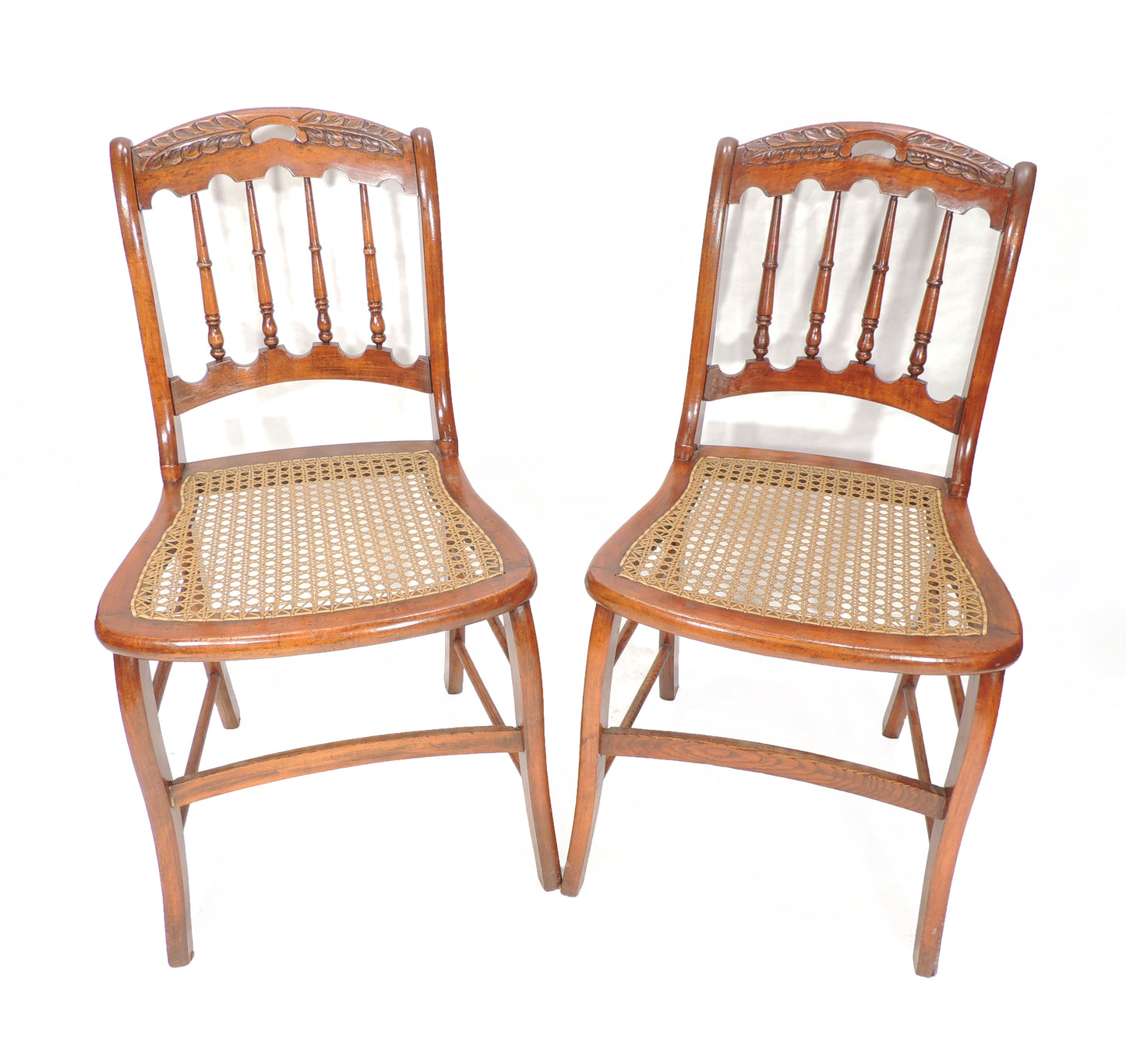 Vintage Antique Rustic Caned Seat Wood Side Chair