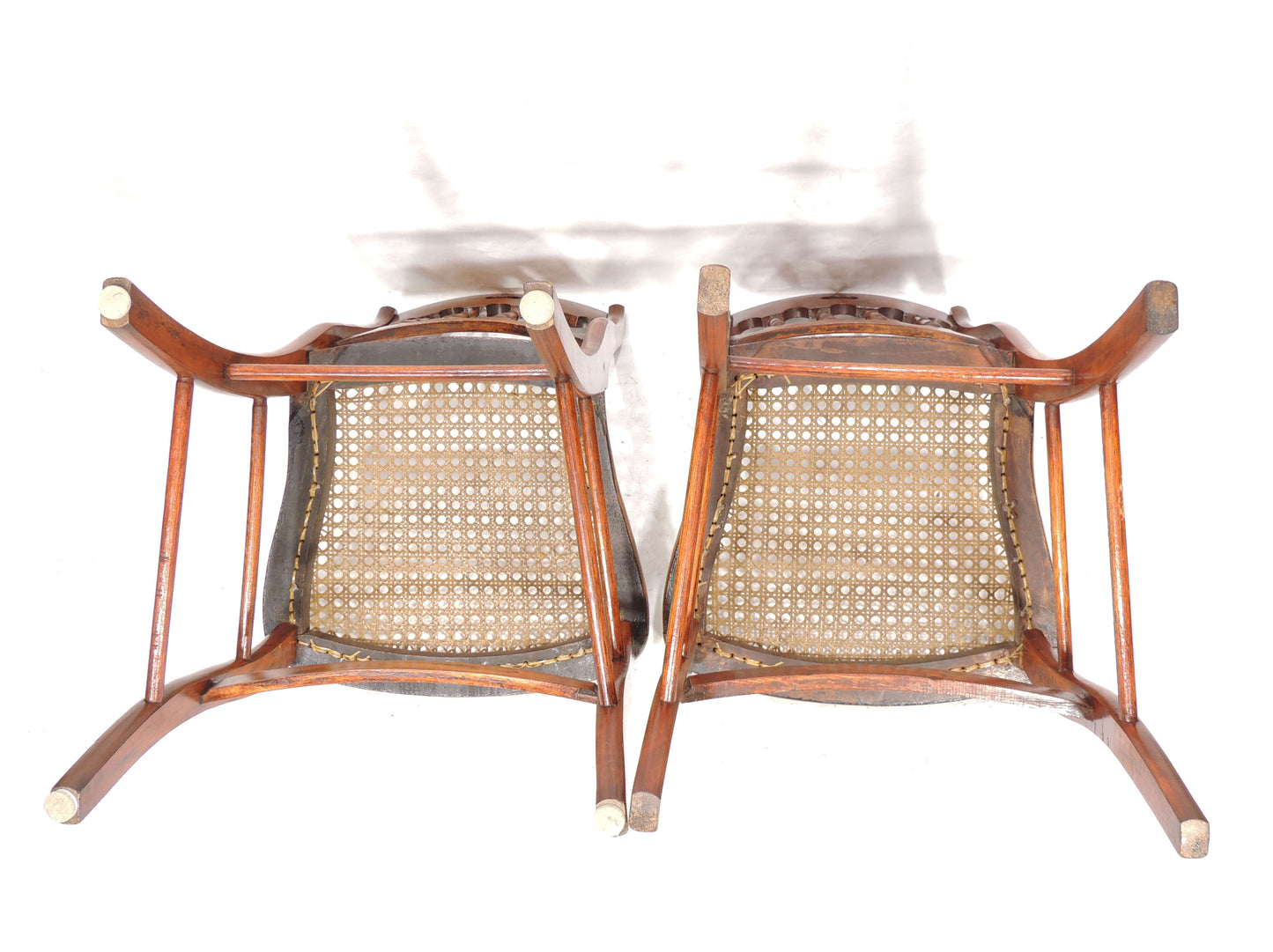 Vintage Antique Rustic Caned Seat Wood Side Chair