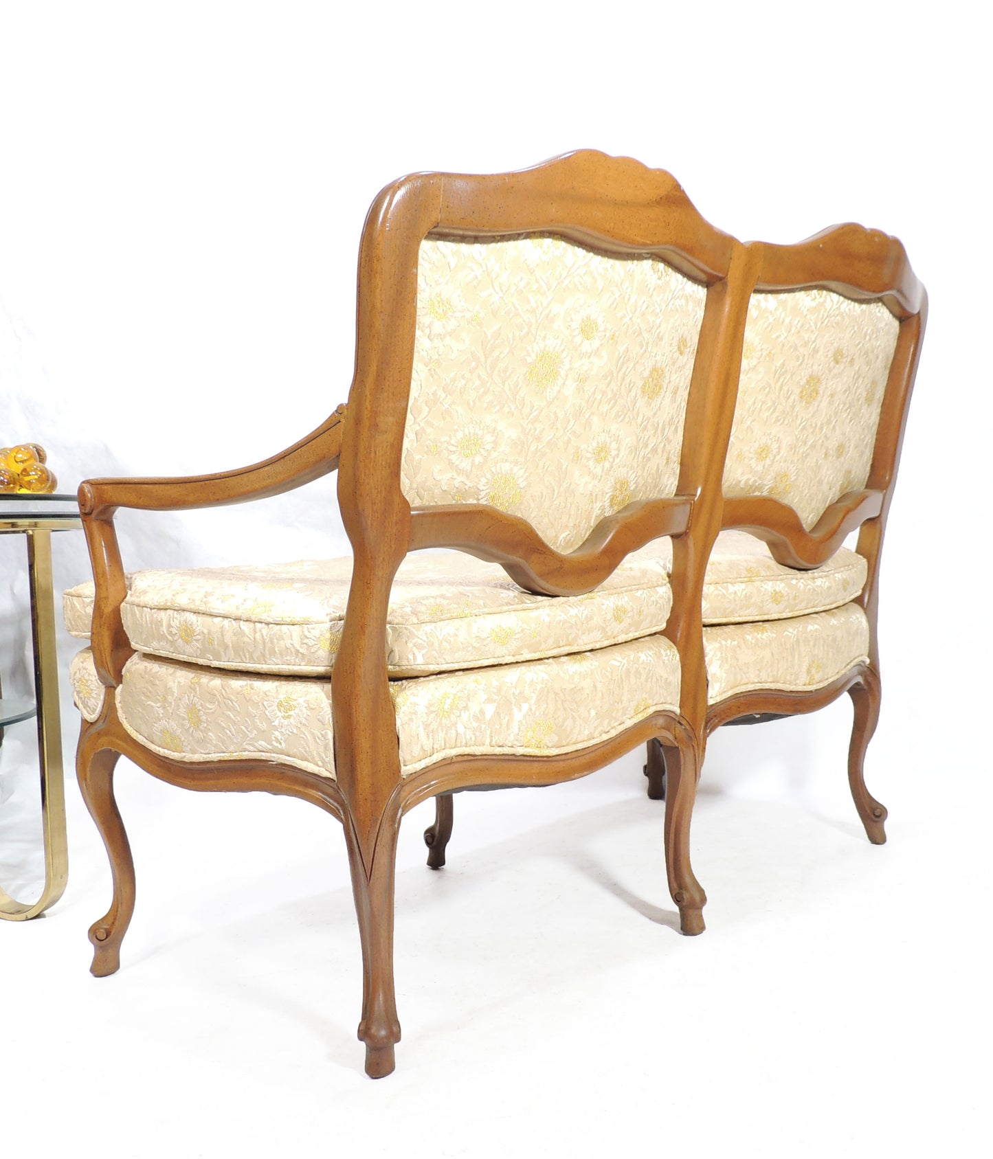 Vintage French Provincial Style Cabriole Wood Lounge Sofa Loveseat