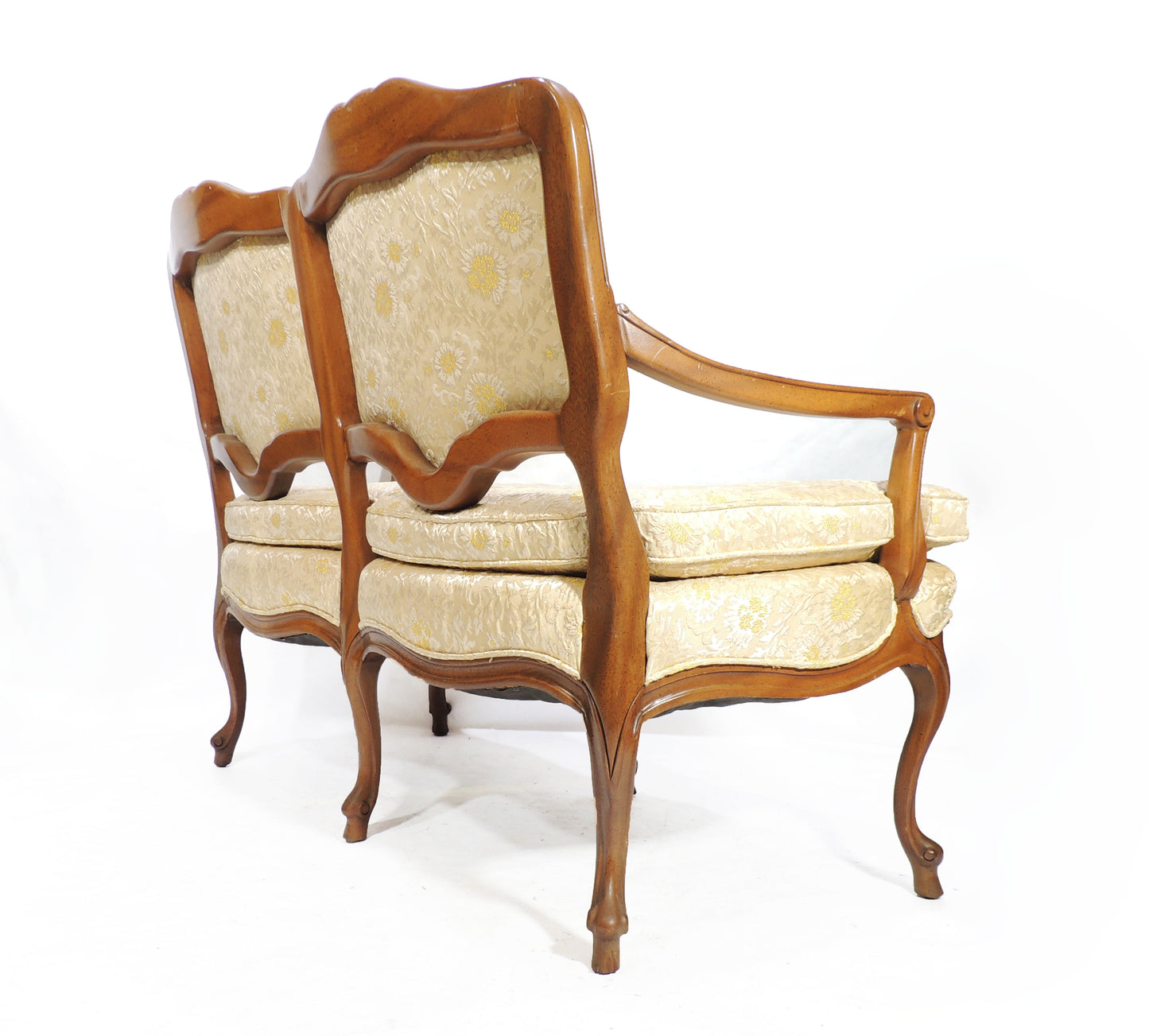 Vintage French Provincial Style Cabriole Wood Lounge Sofa Loveseat