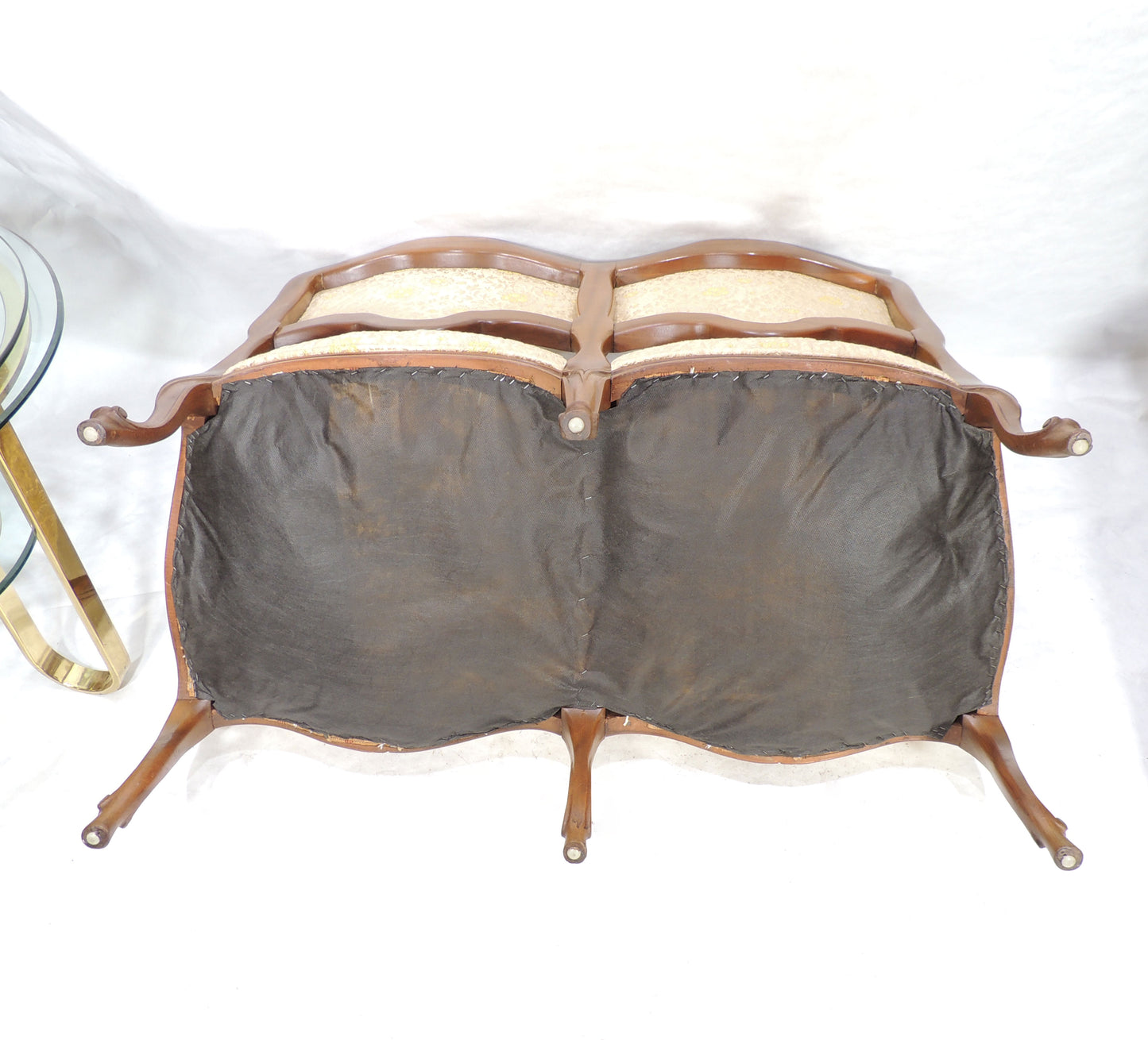 Vintage French Provincial Style Cabriole Wood Lounge Sofa Loveseat