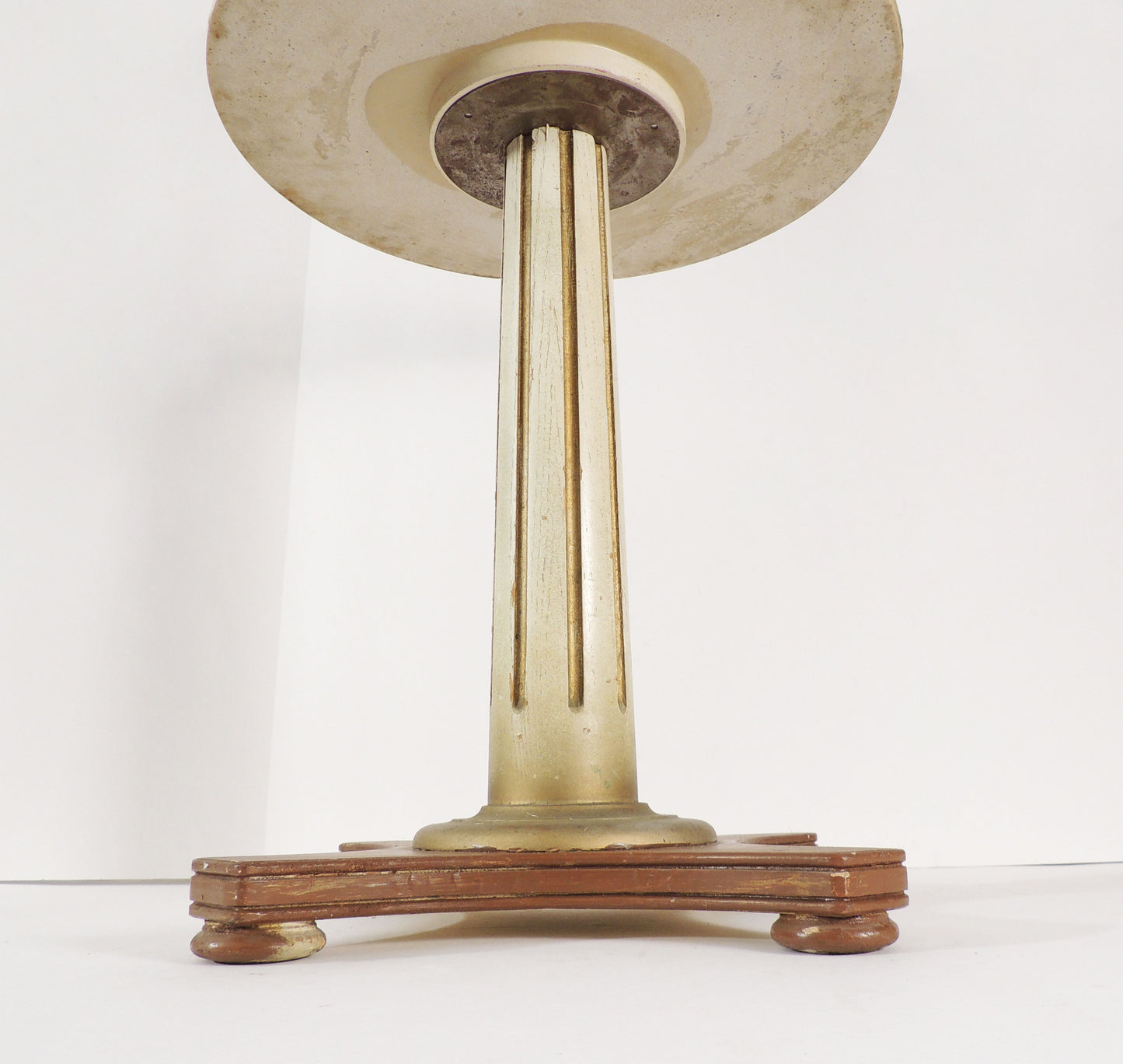 Vintage Column Empire Style Rustic Wood Pedestal Plant Stand travertine top