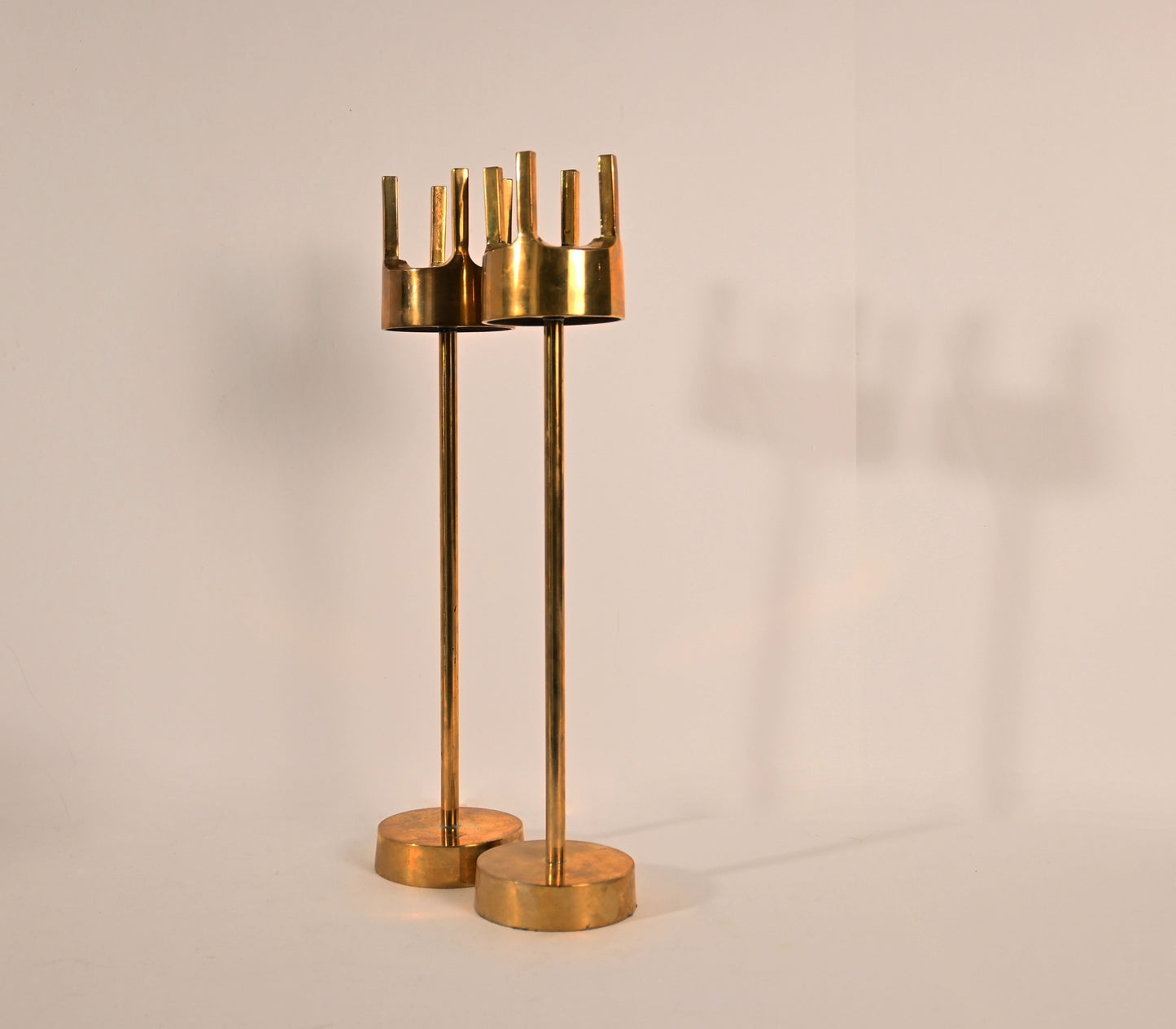 Pair of Vintage Solid Brass Candle Candlestick Holders Pierre Forssell attributed