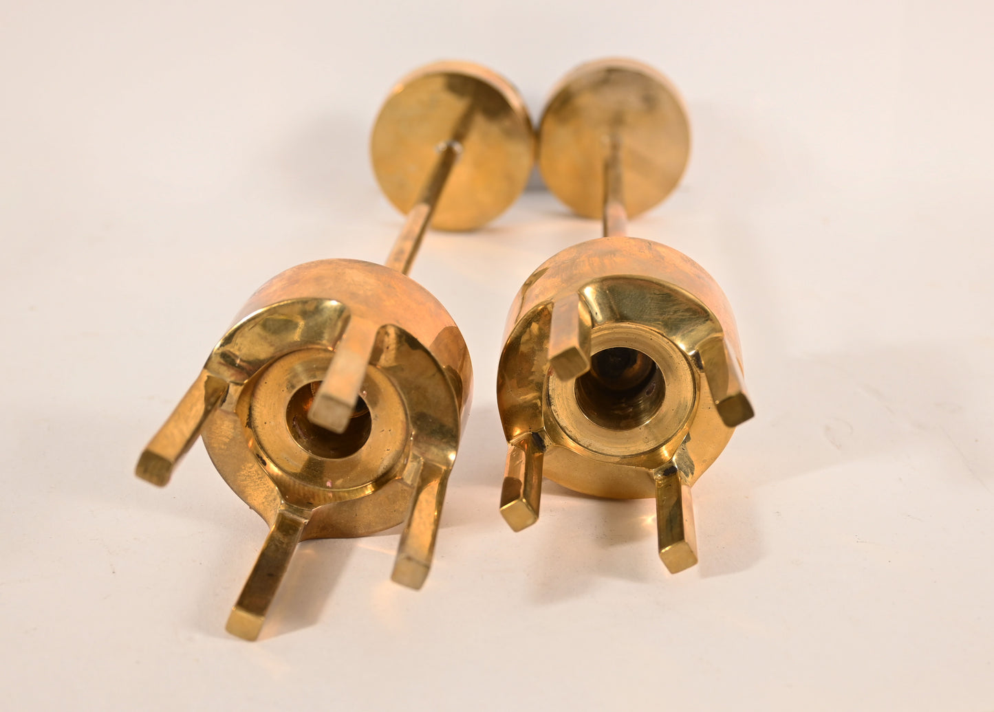 Pair of Vintage Solid Brass Candle Candlestick Holders Pierre Forssell attributed